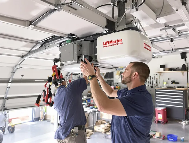 Bell Garage Door Repair technician performing advanced diagnostics on garage opener in Bell